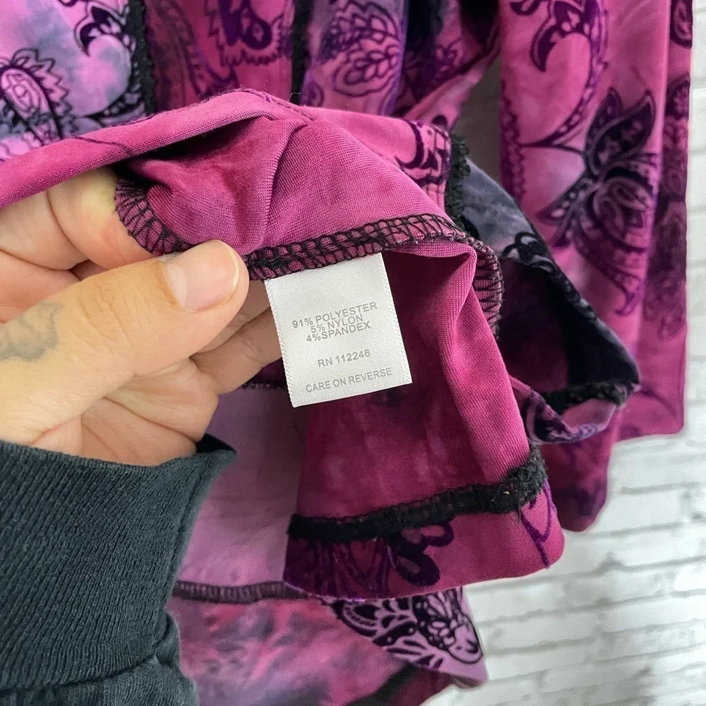 Vintage Whimsigoth Purple Patchwork 3/4 Sleeve - Picture 5 of 5